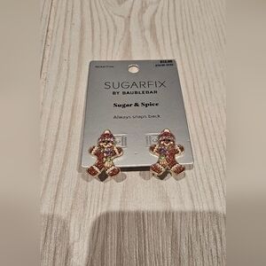 Sugarfix Gingerbread Man Earrings with Multicolor Accents